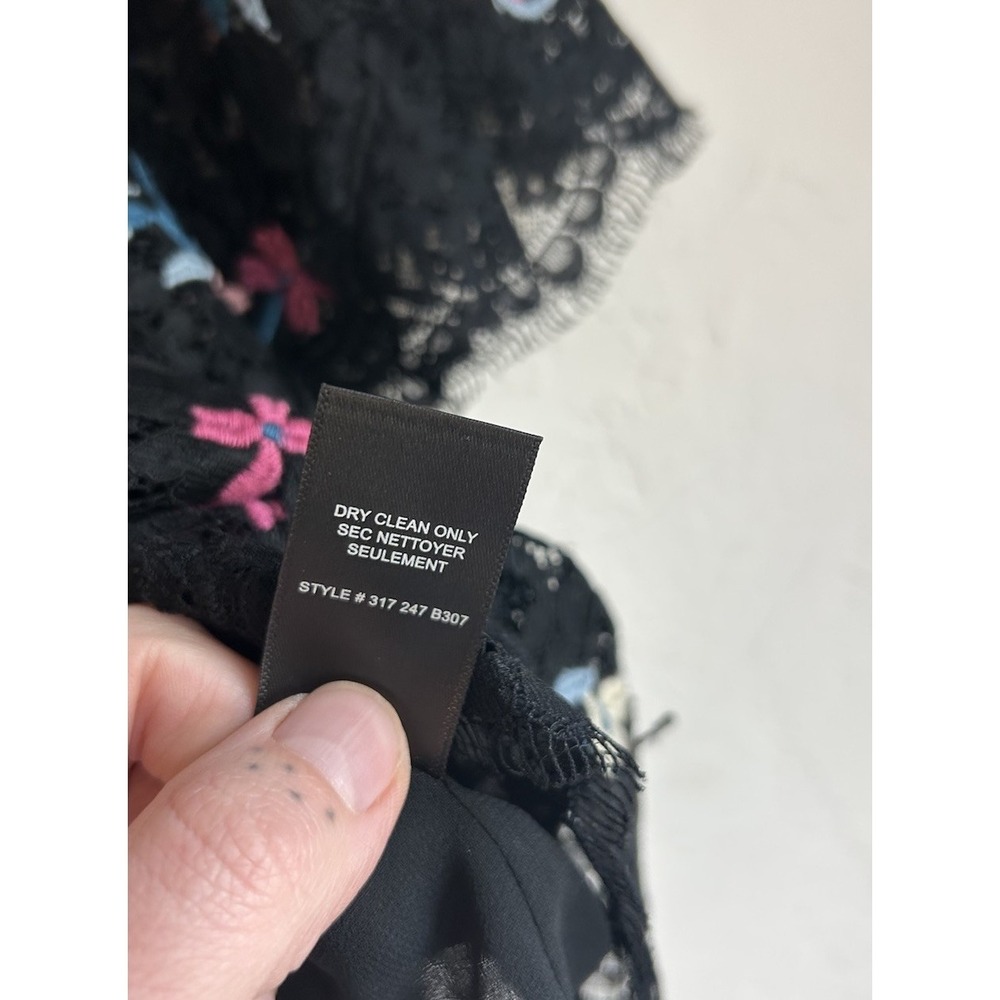 Rebecca Taylor Black Embroidered Lace Top 2 Cottagecore Floral Romantic Feminine - Picture 8 of 8